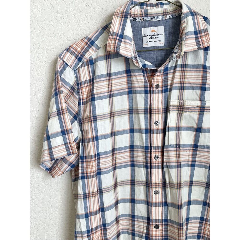Tommy Bahama Mens Orange Striped Button Down Shirt Small 100% Cotton Pre-owned - Picture 2 of 12
